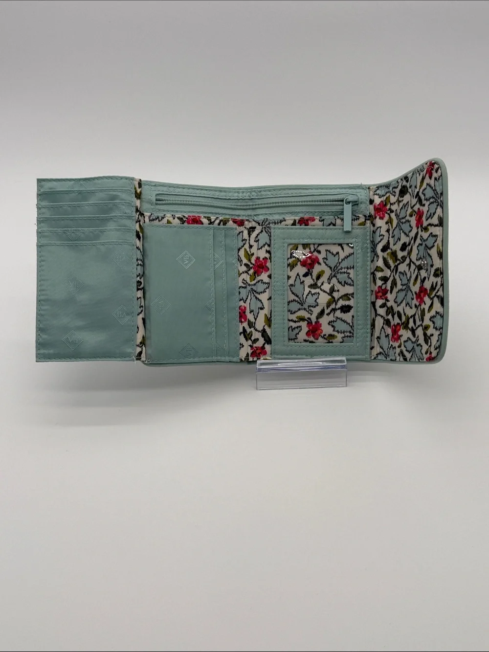 Vera Bradley Quilted Floral Trifold Wallet in Mint Green - Picture 5 of 9